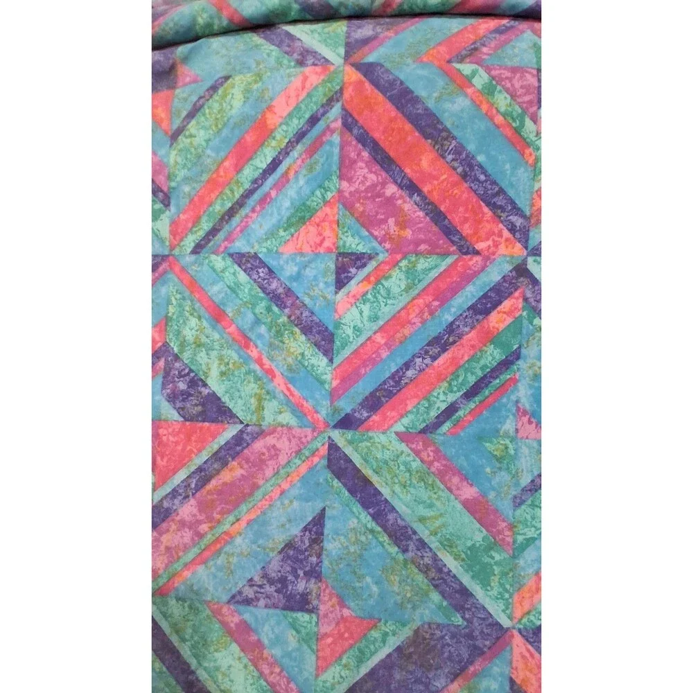 Vintage 90's Sheet and Pillowcase Graphic Geometric Andre Richard, King Sz